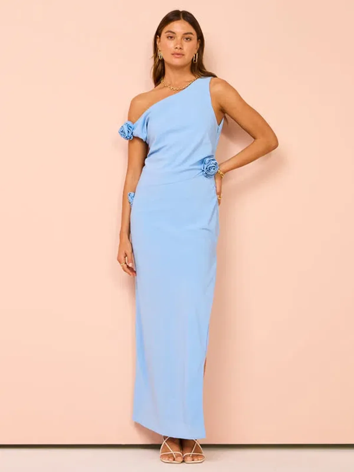 Issy - Off Shoulder Maxi Dress in Blue - Image 1