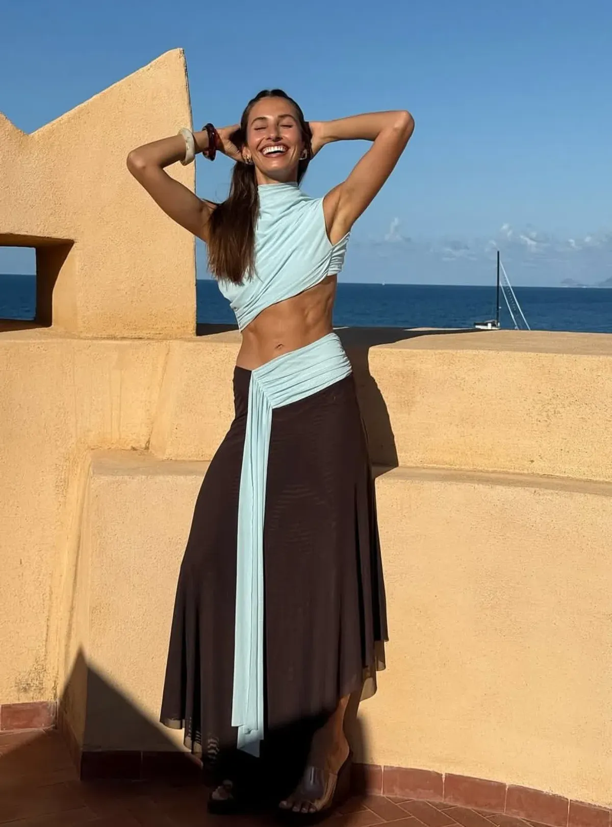 Bec & Bridge Connie Asym Midi Dress size 6 Artic Blue - Image 2