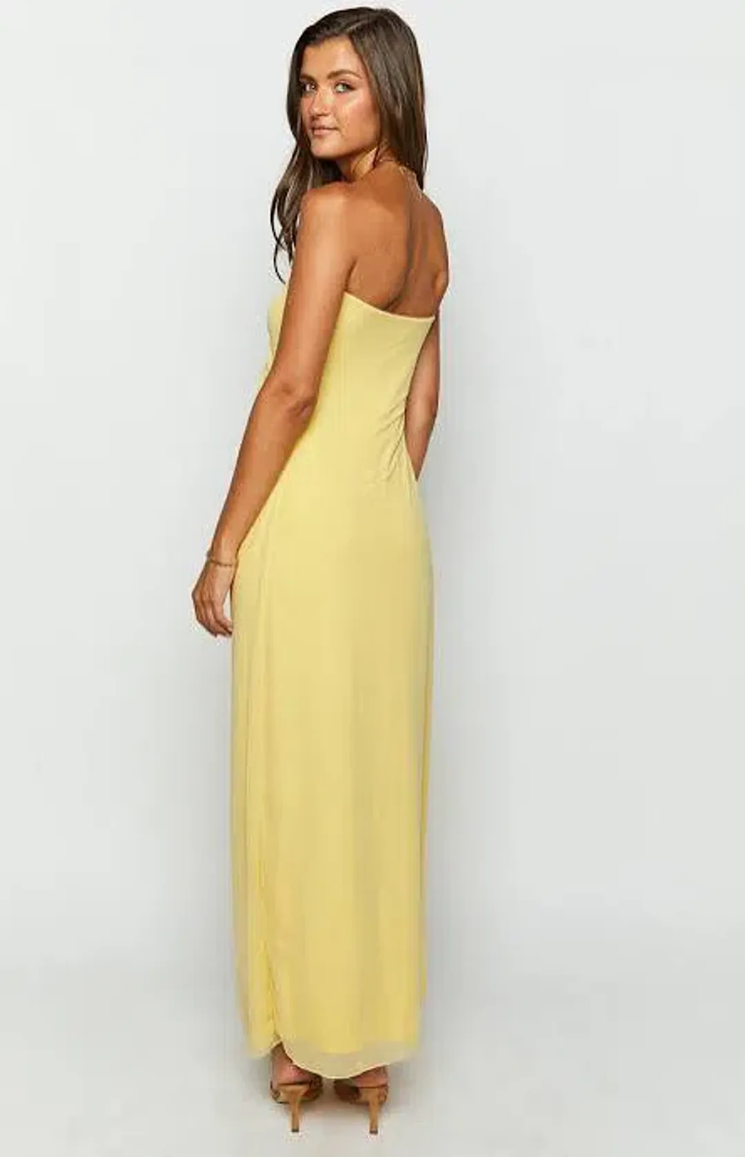 Beginning Boutique Braelyn Yellow Strapless Maxi Dress for rent on The Volte - main image