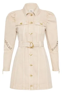 Aje Effie Braided Denim Dress Beige for rent on The Volte - image 1