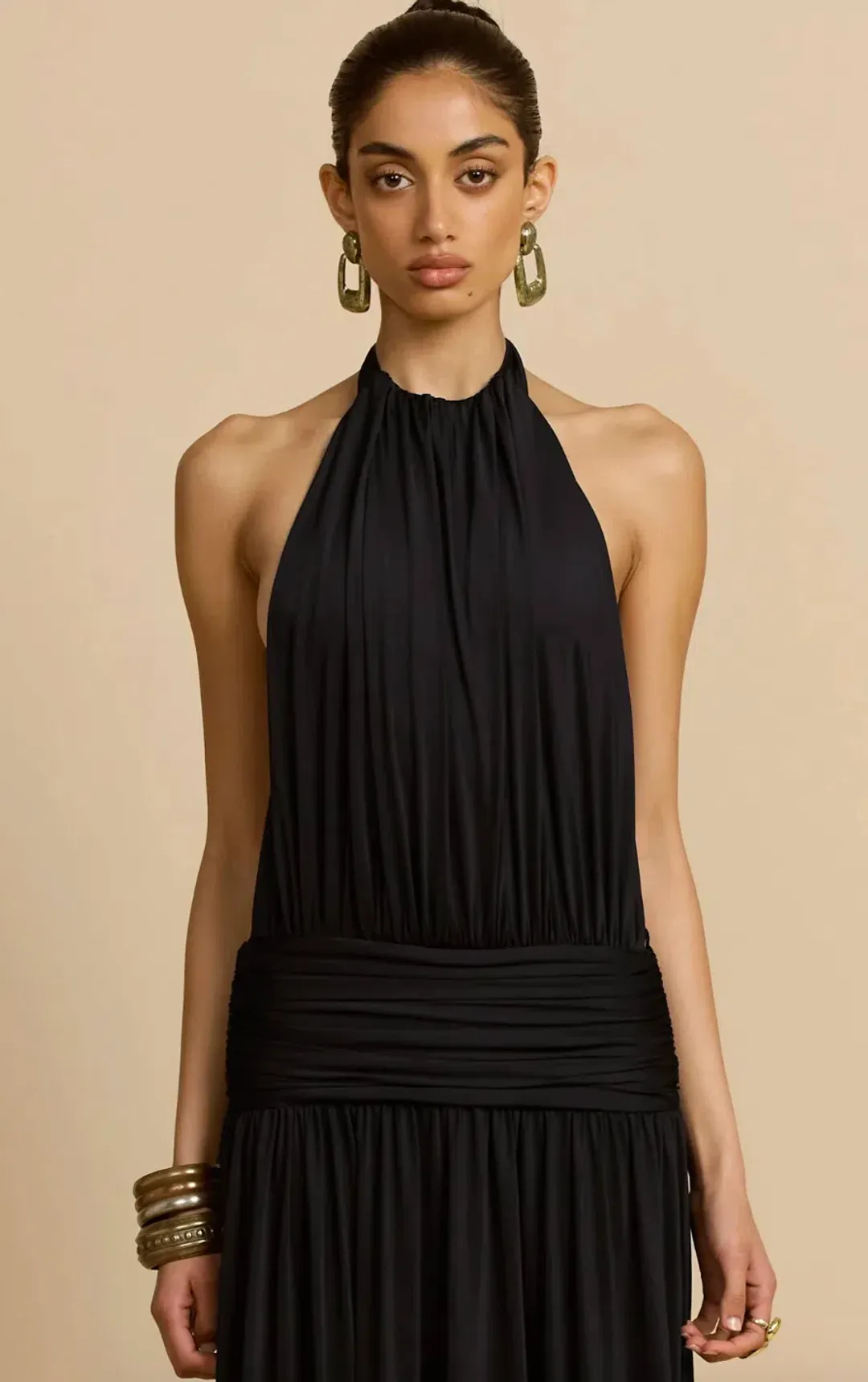 Arcina ori, SANTINA DRESS BLACK, maxi, size 8 for rent on The Volte - main image