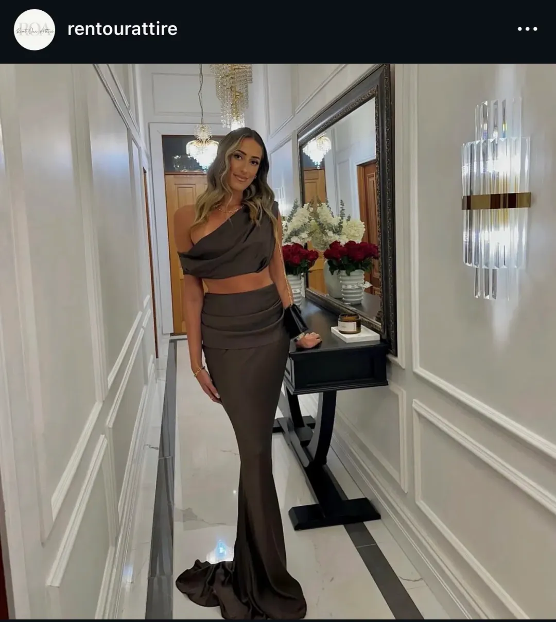 Effie Kats Perez Top & Skirt - Chocolate Size 8/Small for rent on The Volte - main image