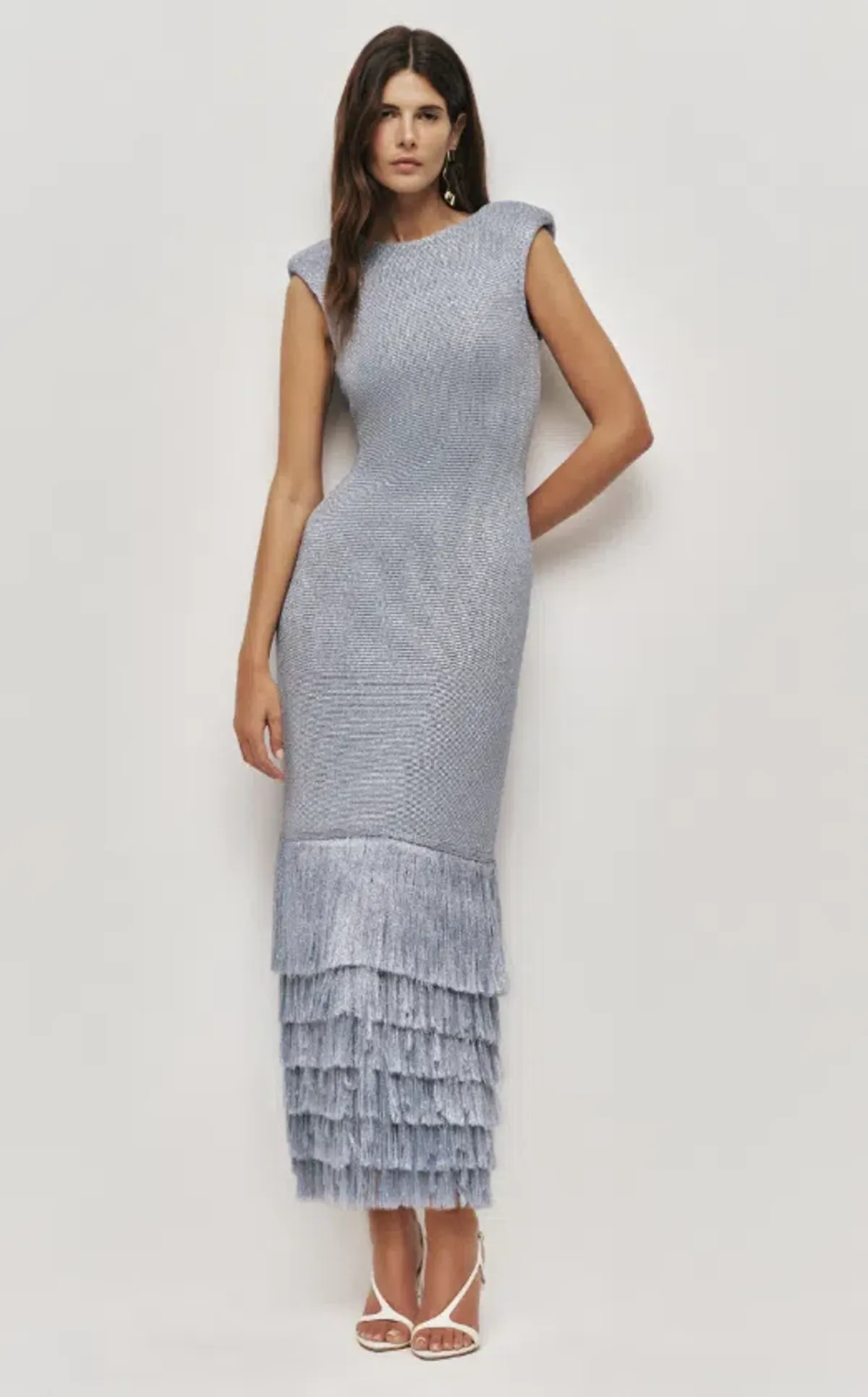 AJE Breeze Knit Midi Dress Pale Blue Size L for rent on The Volte - main image