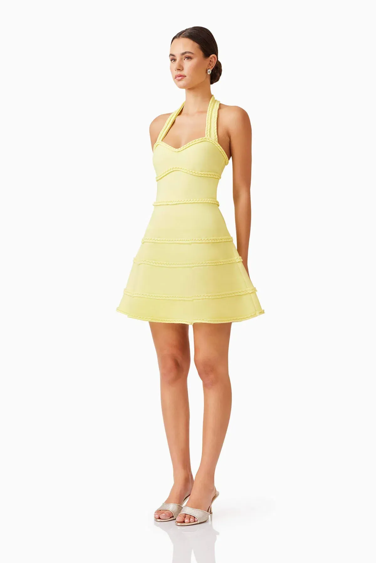 Elliatt Katlyn Halter Mini Dress in Lemon Yellow Size 10 - Image 2