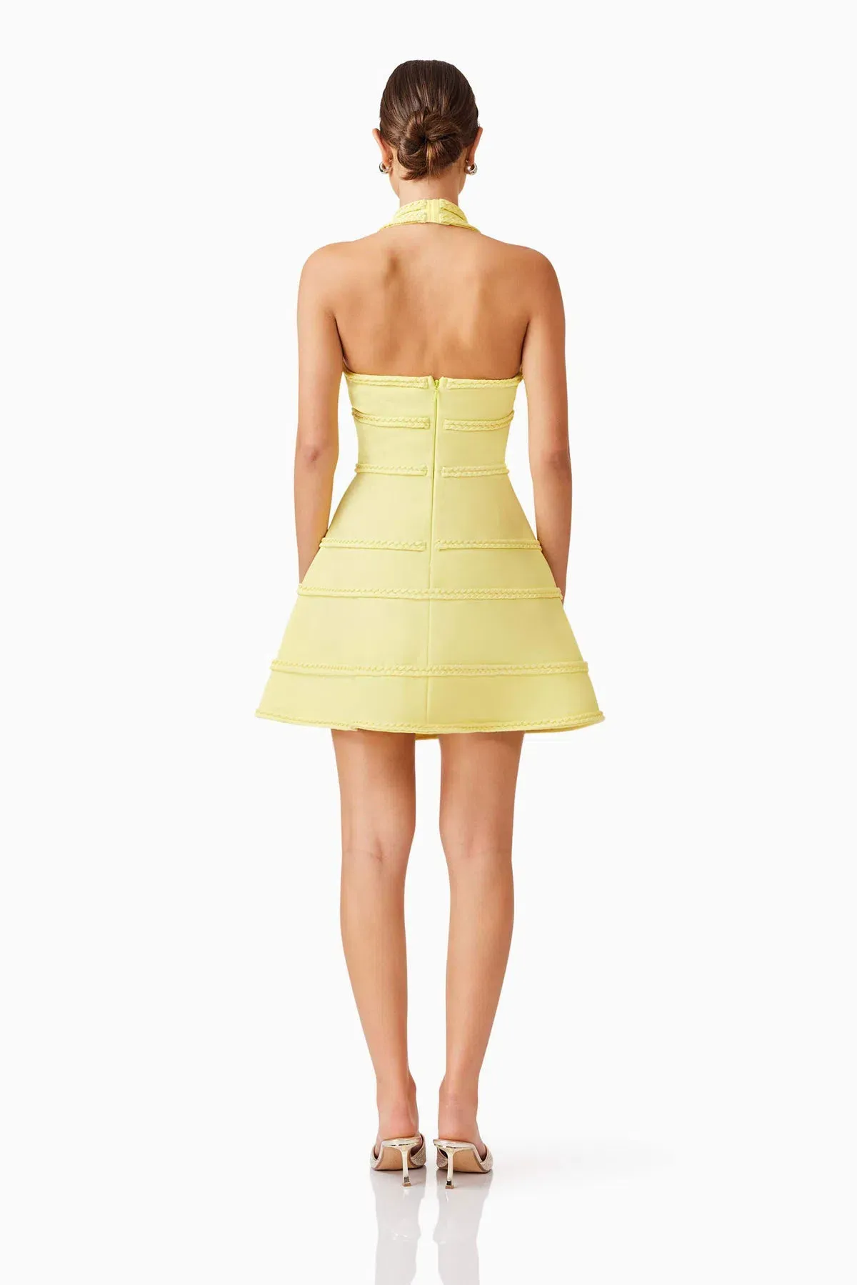 Elliatt Katlyn Halter Mini Dress in Lemon Yellow Size 10 - Image 3