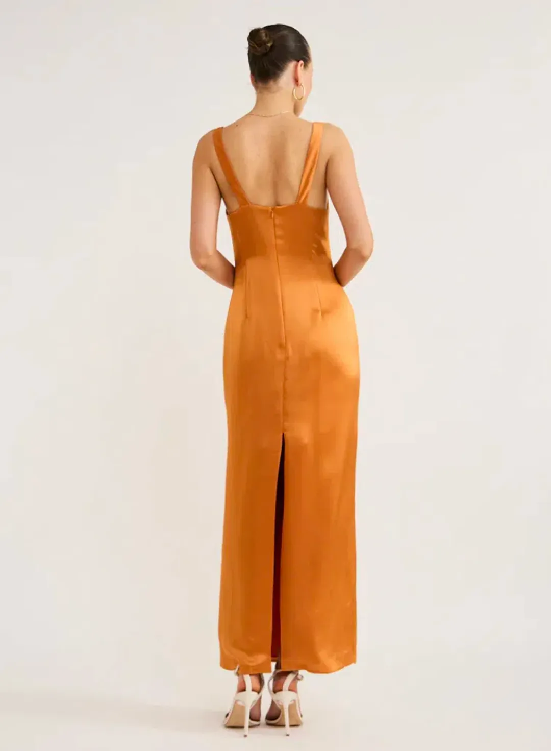Anna Quan Liliana midi dress in kumquat size AU12 for rent on The Volte - main image