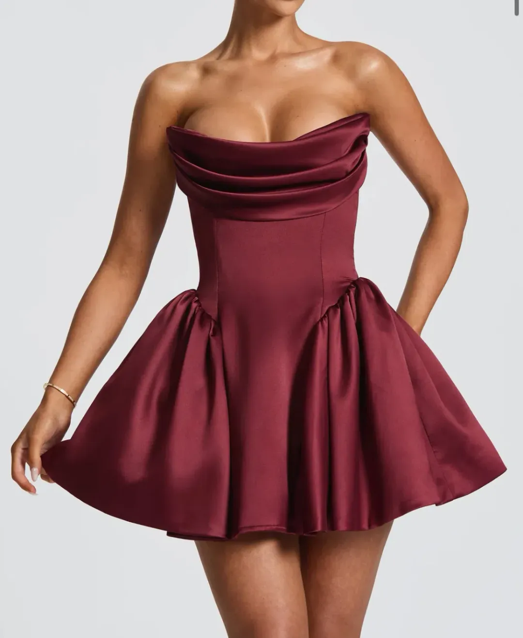Baby Boo - Trinity Mini Dress Burgundy Size 12 for rent on The Volte - main image