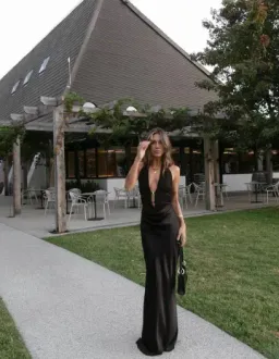 MISHA Celine Satin Maxi Brown size 10 for rent on The Volte - image 3