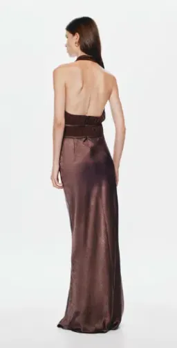 MISHA Celine Satin Maxi Brown size 10 for rent on The Volte - image 2
