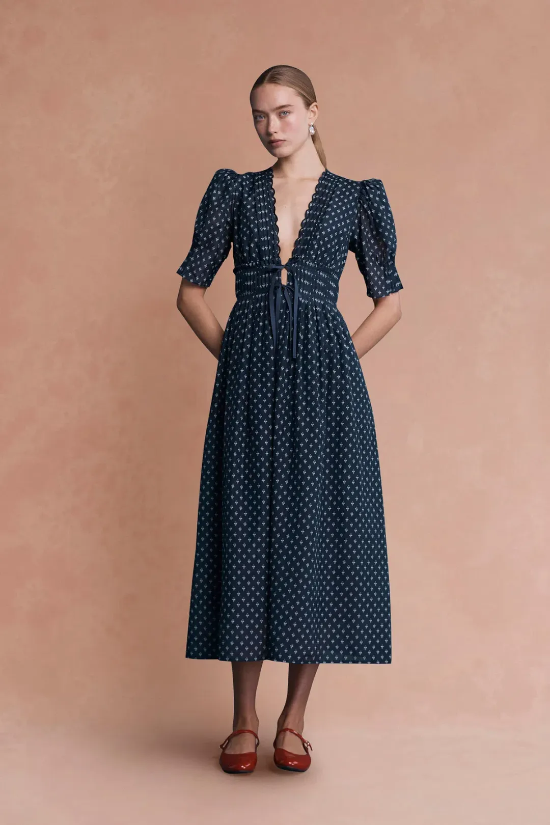 Lovaan Boehm Dress Navy Floral Size 14 for rent on The Volte - main image