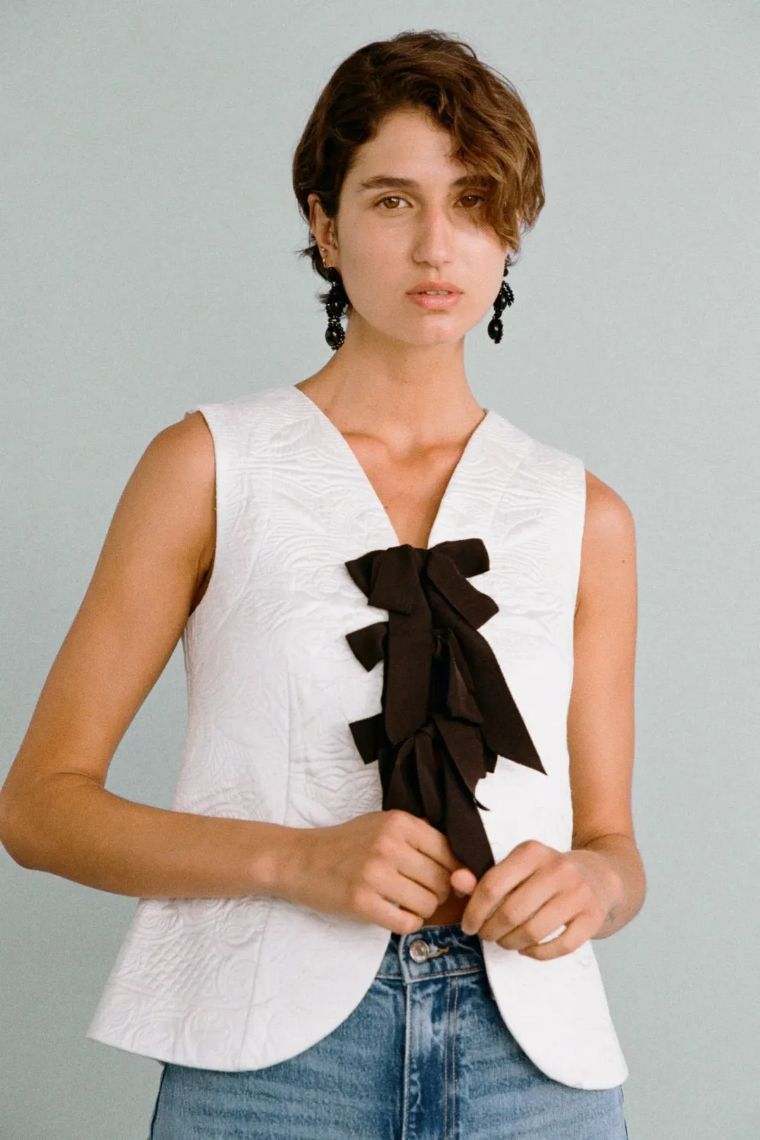 Lovaan Demi Top Recycled Poly Taffeta White Size 6 for rent on The Volte - main image