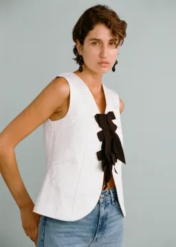 Lovaan Demi Top Recycled Poly Taffeta White Size 8 for rent on The Volte - image 3