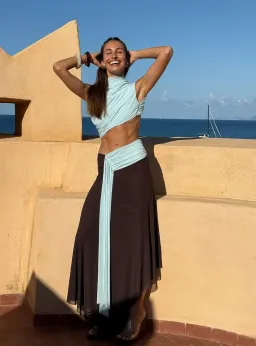 Bec & Bridge Connie Asym Midi Dress size 10 Arctic Blue for rent on The Volte - image 2