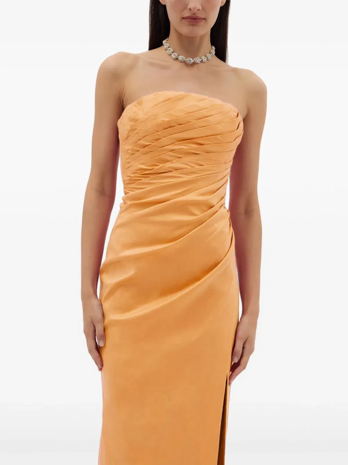 Rachel Gilbert Mira Strapless Gown Orange Amber Size 8 - Image 5