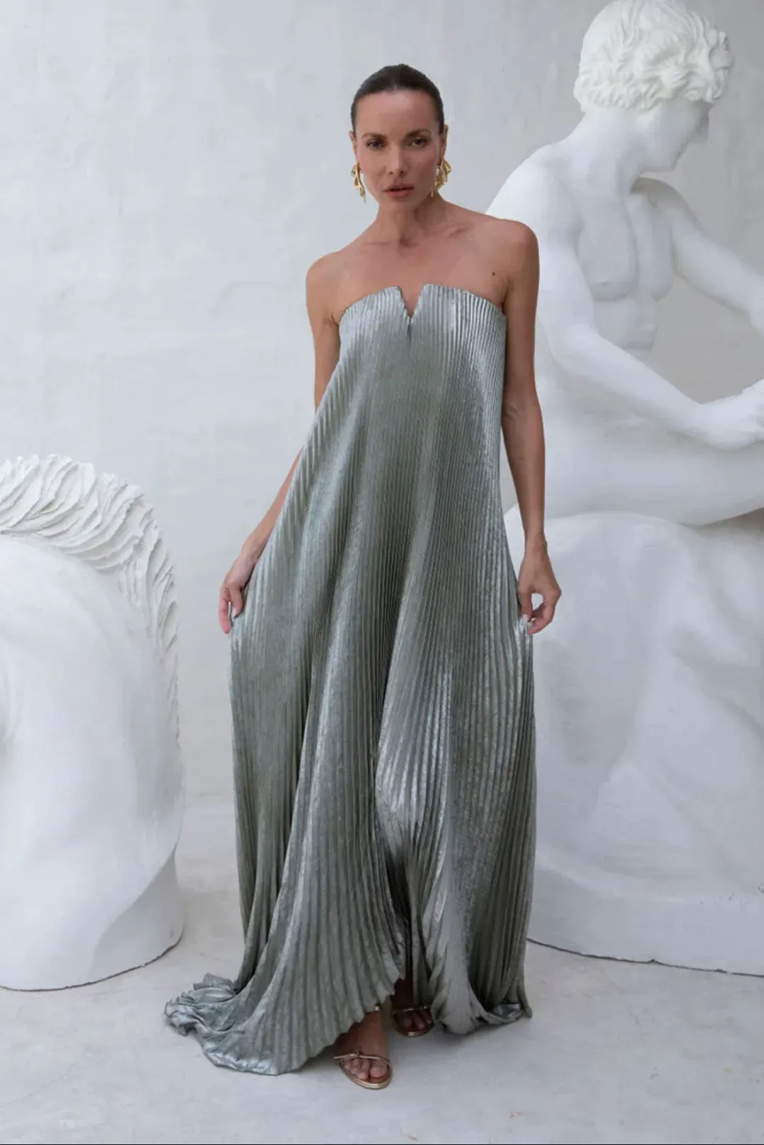 Lidee Black Tie Gown- Sage Shimmer for rent on The Volte - main image