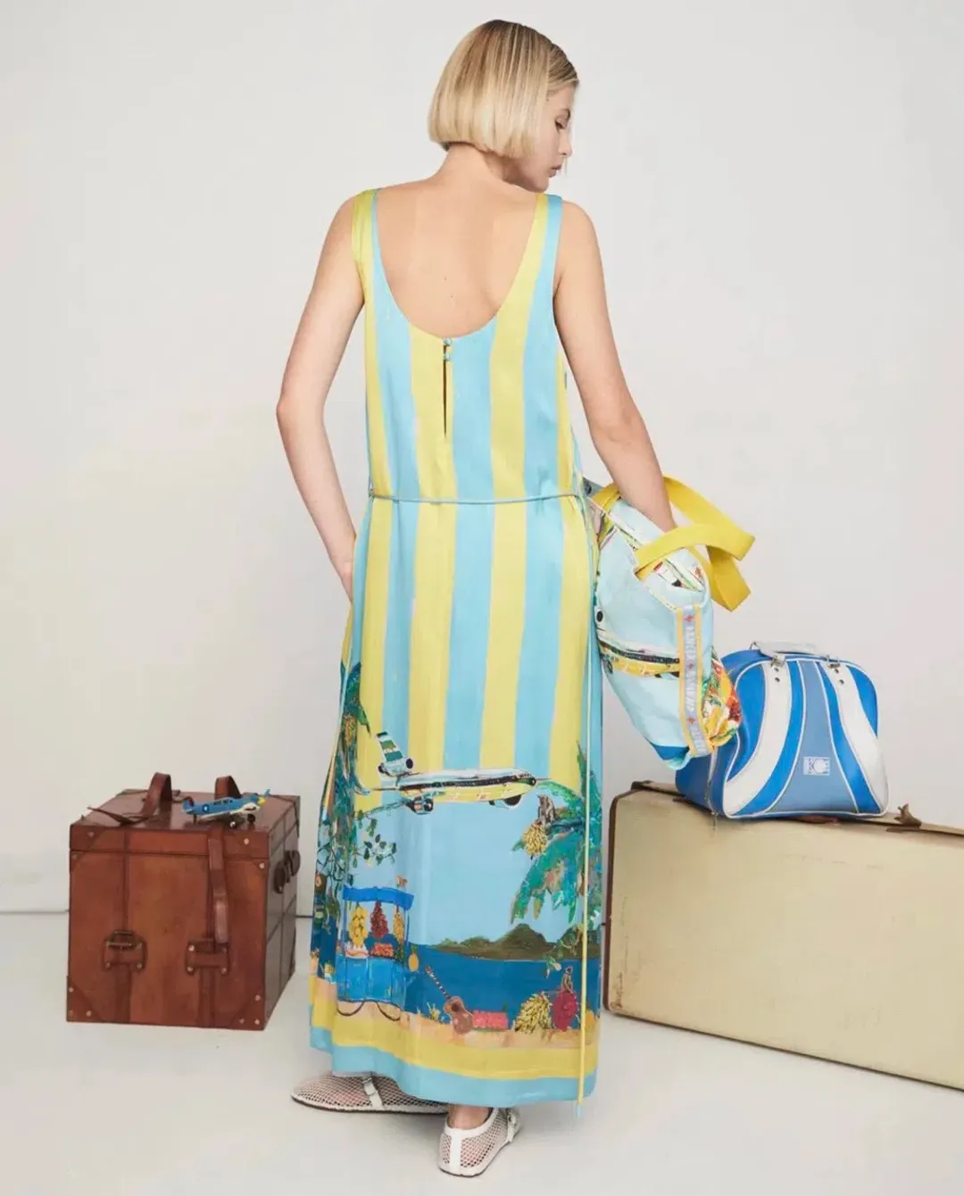 ALEMAIS All Aboard Silk Sleeveless Midi Dress Size 10 Au for rent on The Volte - main image