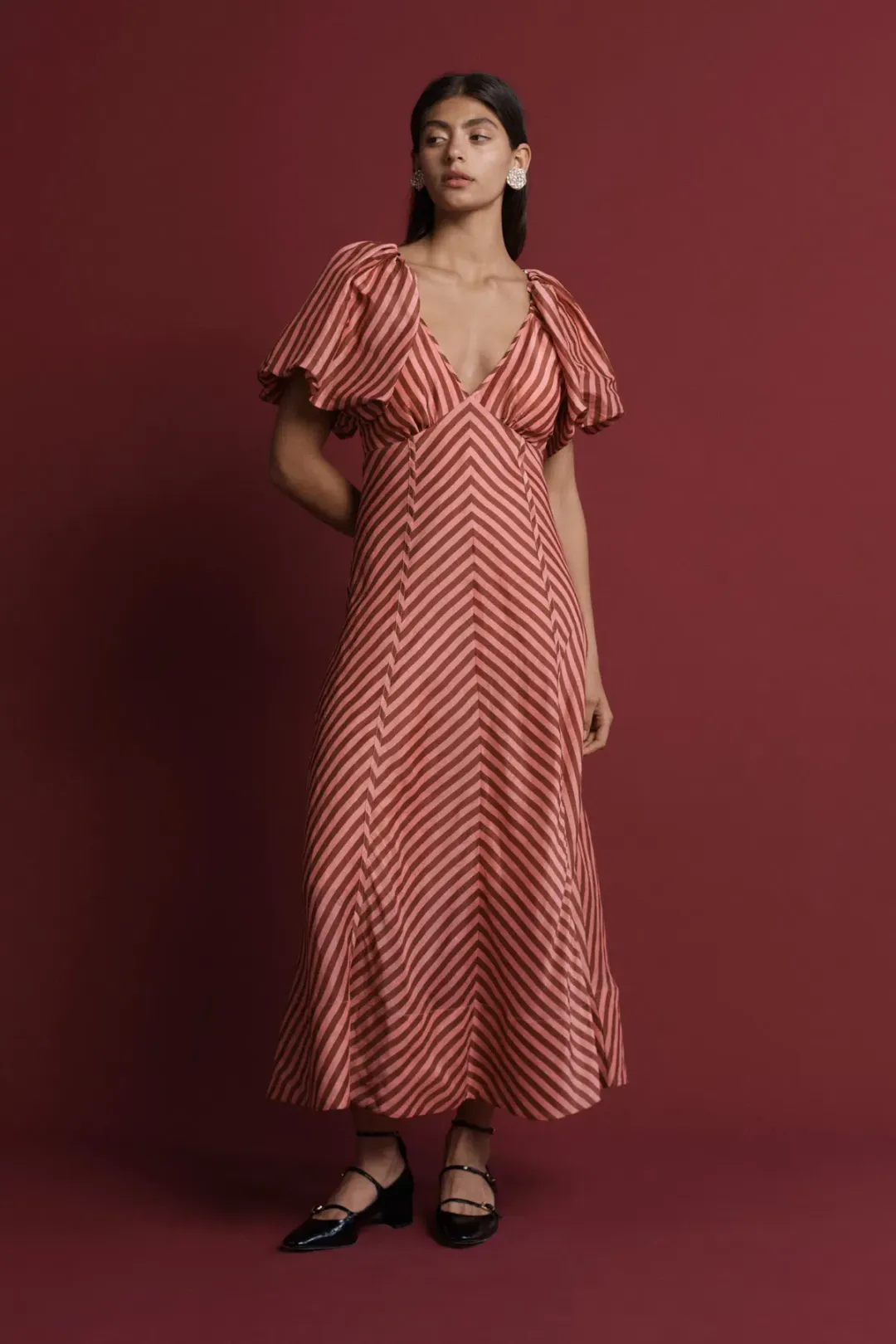 Lovaan Tess Dress Humbug Stripe Red Size 8 for rent on The Volte - main image