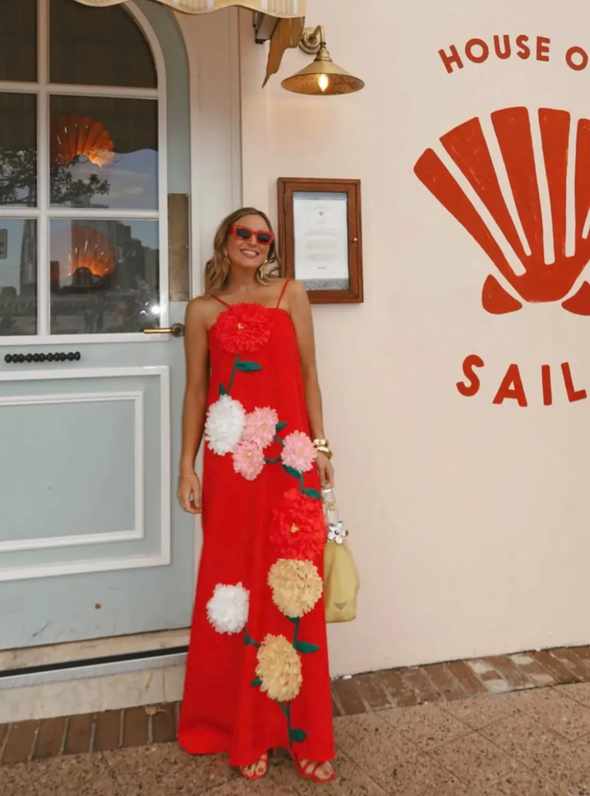 Elliatt Buttercup Embroidered Maxi Dress In Red size XL/ AU14-16 - Image 4