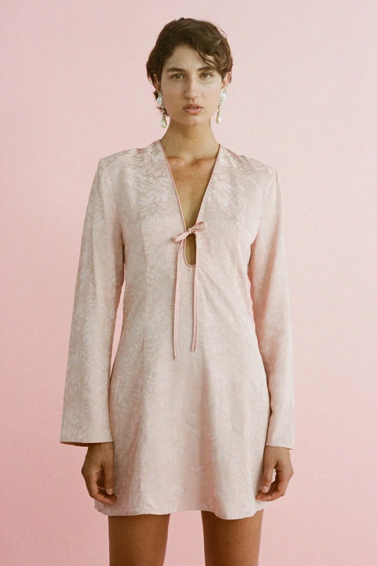 Lovaan Isla Brushed Rose Dress Silk Linen Brushed Rose Size 8 for rent on The Volte - main image