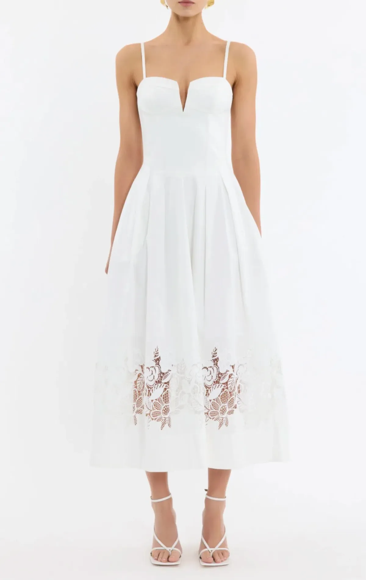 Rebecca Vallance Montreux Midi Dress White Size 12 for rent on The Volte - main image