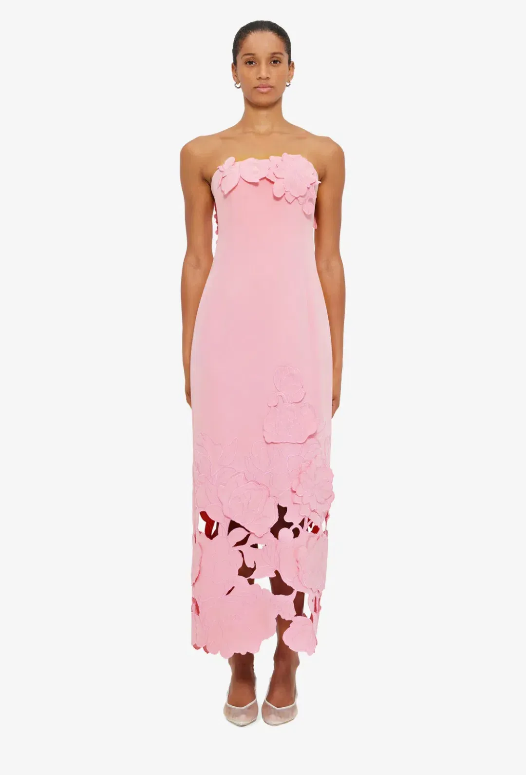 Leo Lin Rayna Pink Applique Bustier Maxi Dress Size 8 AU for rent on The Volte - main image