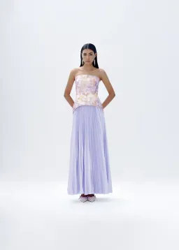 Justin Tong Cascade Pleated Gown Lilac Size 10 for rent on The Volte - image 1