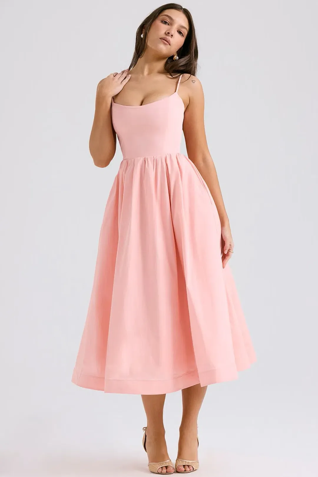 House of CB Lolita scoop-neck cotton-blend midi dress Size M for rent on The Volte - main image