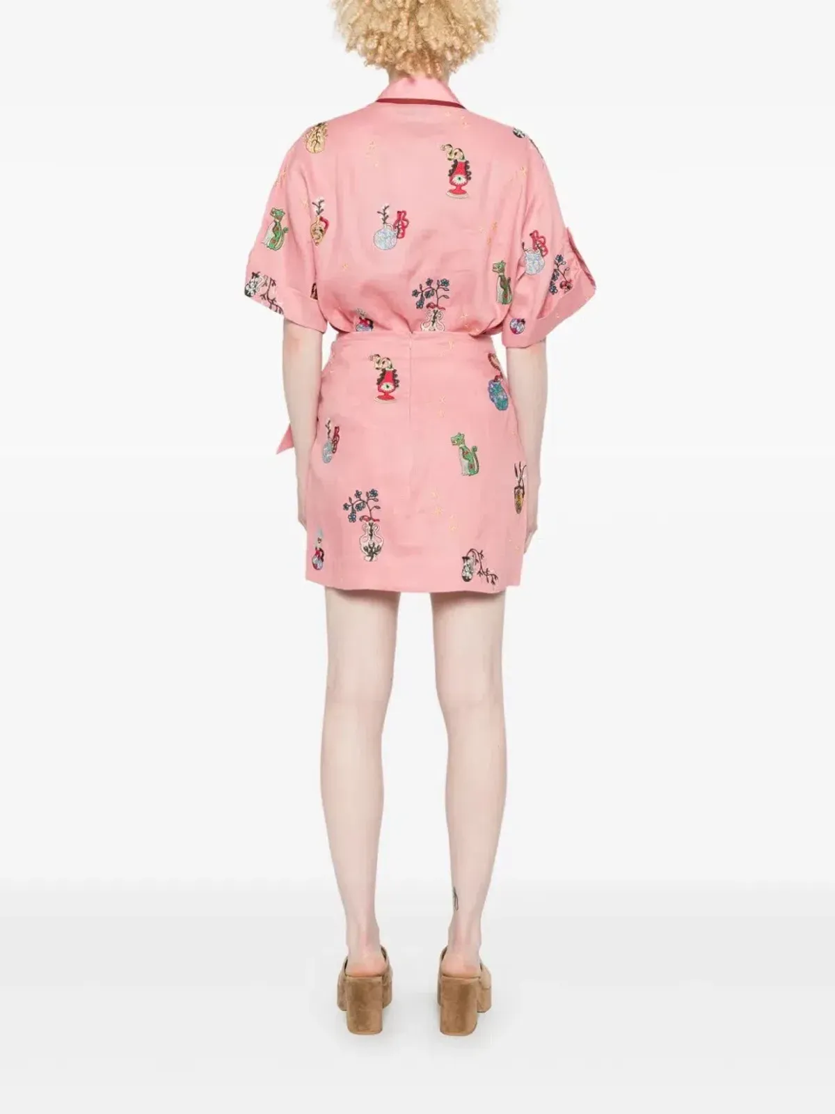 ALEMAIS Timmy Embroidered Shirt & Sarong Skirt Pink Size 10 AU - Image 12