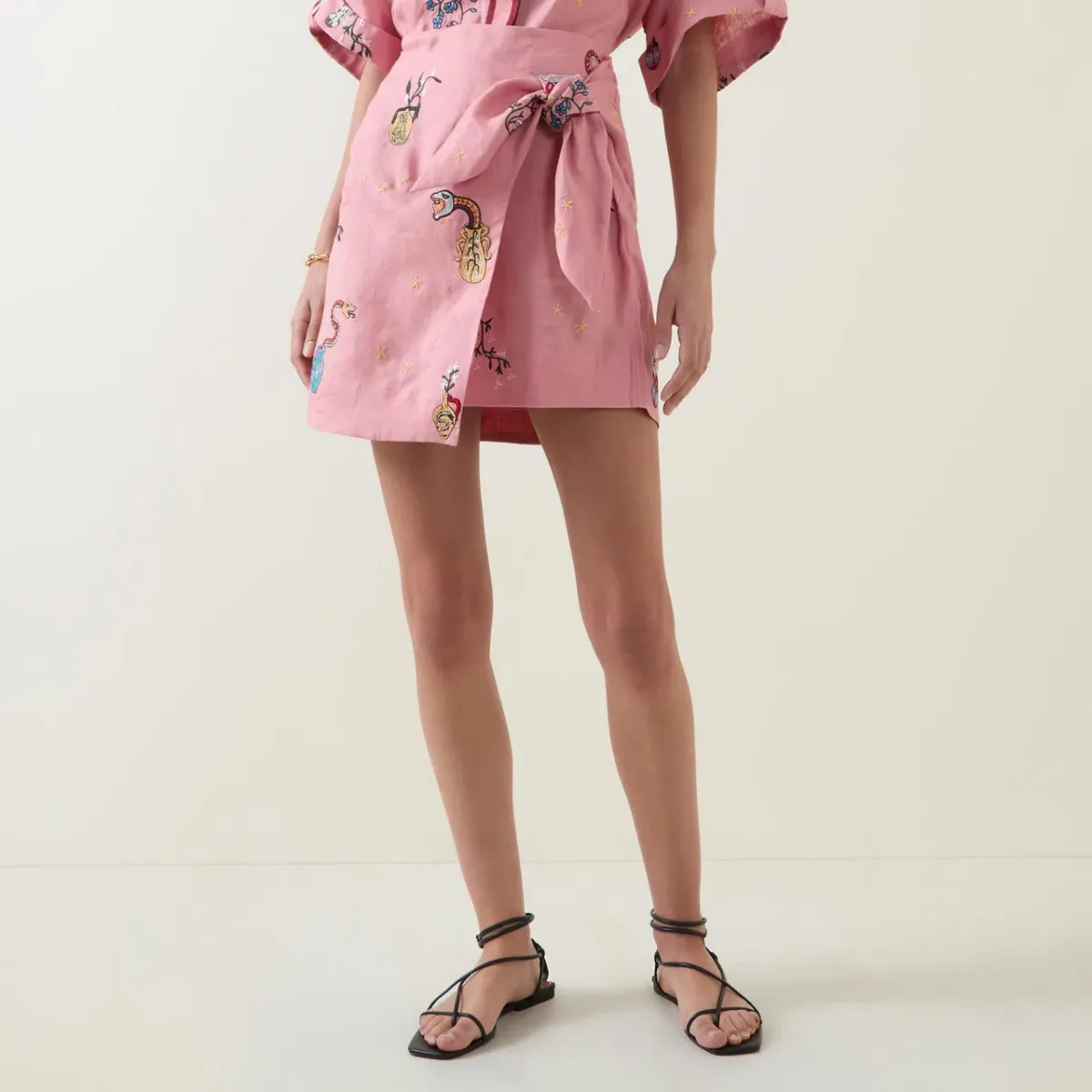 ALEMAIS Timmy Embroidered Shirt & Sarong Skirt Pink Size 10 AU - Image 5