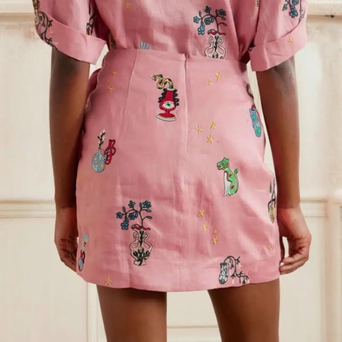 ALEMAIS Timmy Embroidered Shirt & Sarong Skirt Pink Size 10 AU - Image 8