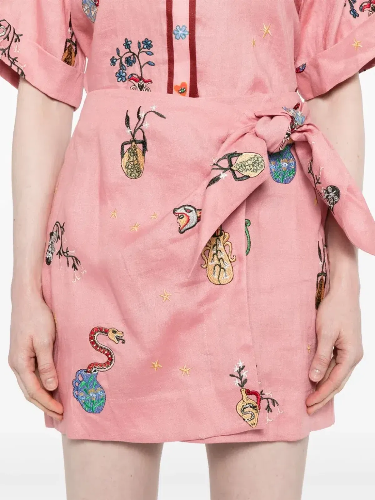 ALEMAIS Timmy Embroidered Shirt & Sarong Skirt Pink Size 10 AU - Image 13