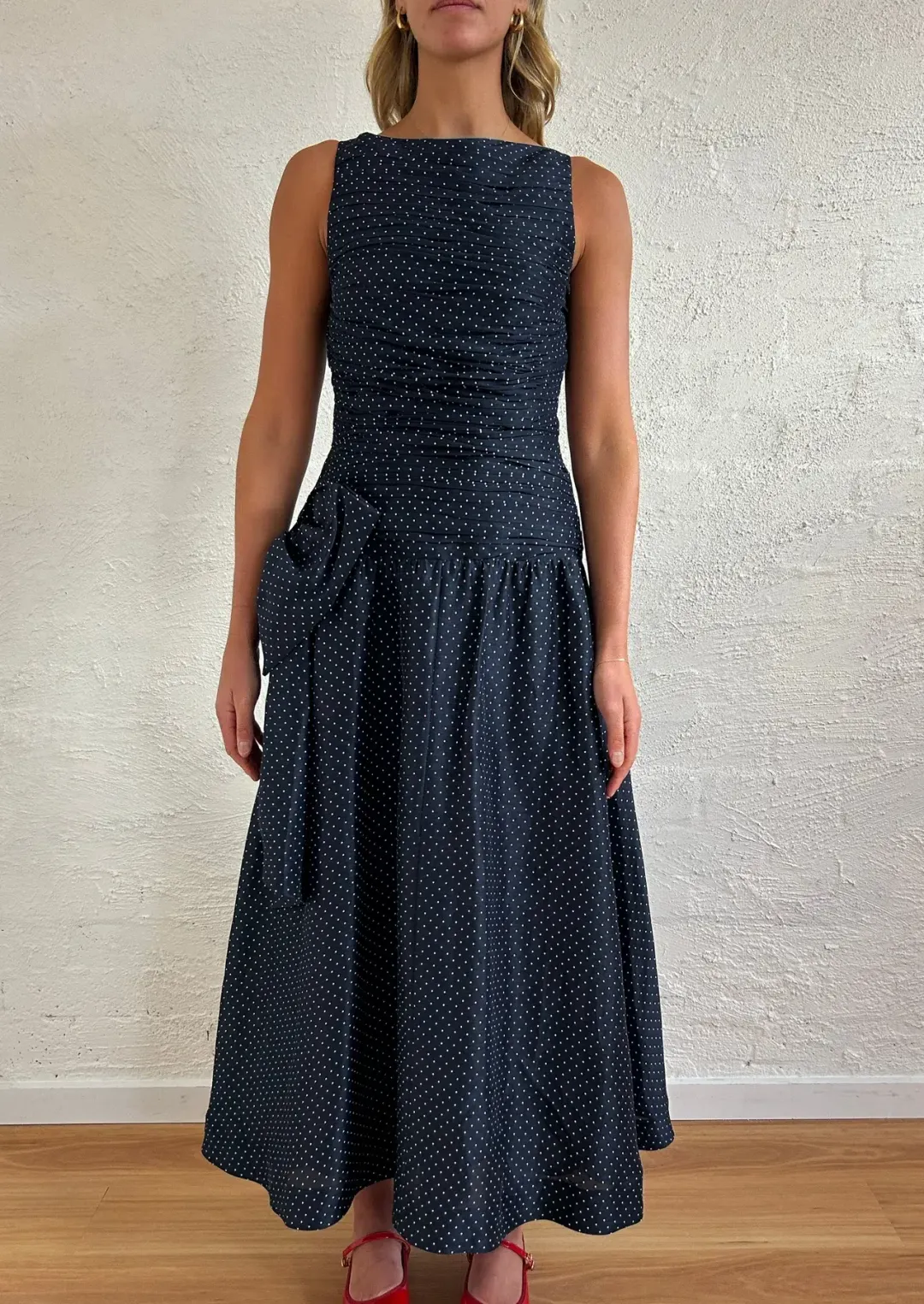 Lovaan Ophelia Dress Silk/Linen Royal Dot Size 10 for rent on The Volte - main image