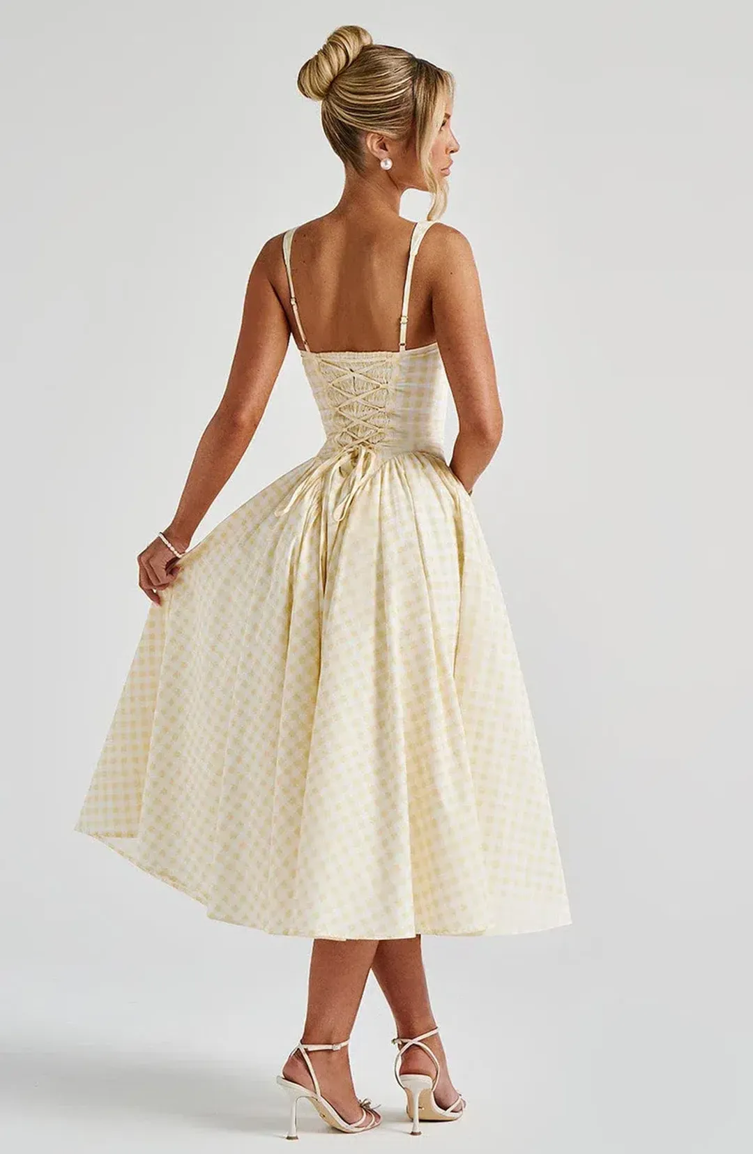 BabyBoo Sherrie Midi Dress in Lemon Gingham for rent on The Volte - main image
