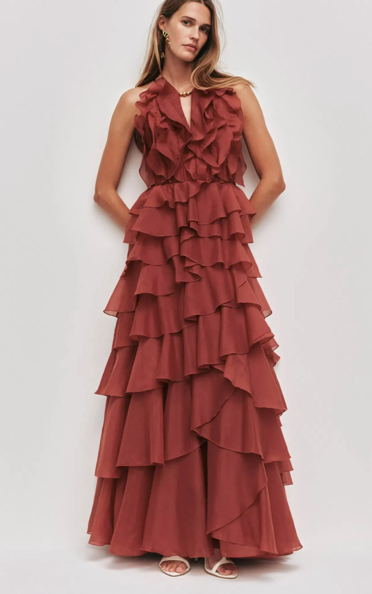 Aje Cleo Gown in Rust Sz 8 - Image 1