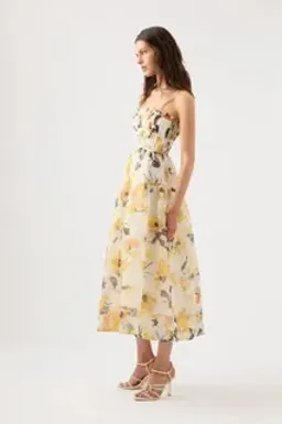 Aje Botanica Cross Back Midi Dress Pressed Sunflowers Size 8 for rent on The Volte - image 2