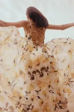 Aje Botanica Cross Back Midi Dress Pressed Sunflowers Size 8 for rent on The Volte - image 4