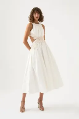 Aje Botanical Trim Midi Dress Ivory Size 8 for rent on The Volte - image 1