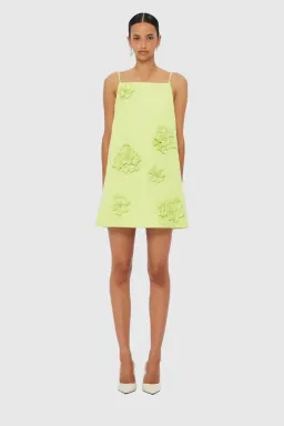 Leo Lin Leia Petal Mini Dress - Chartreuse - AU 16 (US 12) for rent on The Volte - image 1