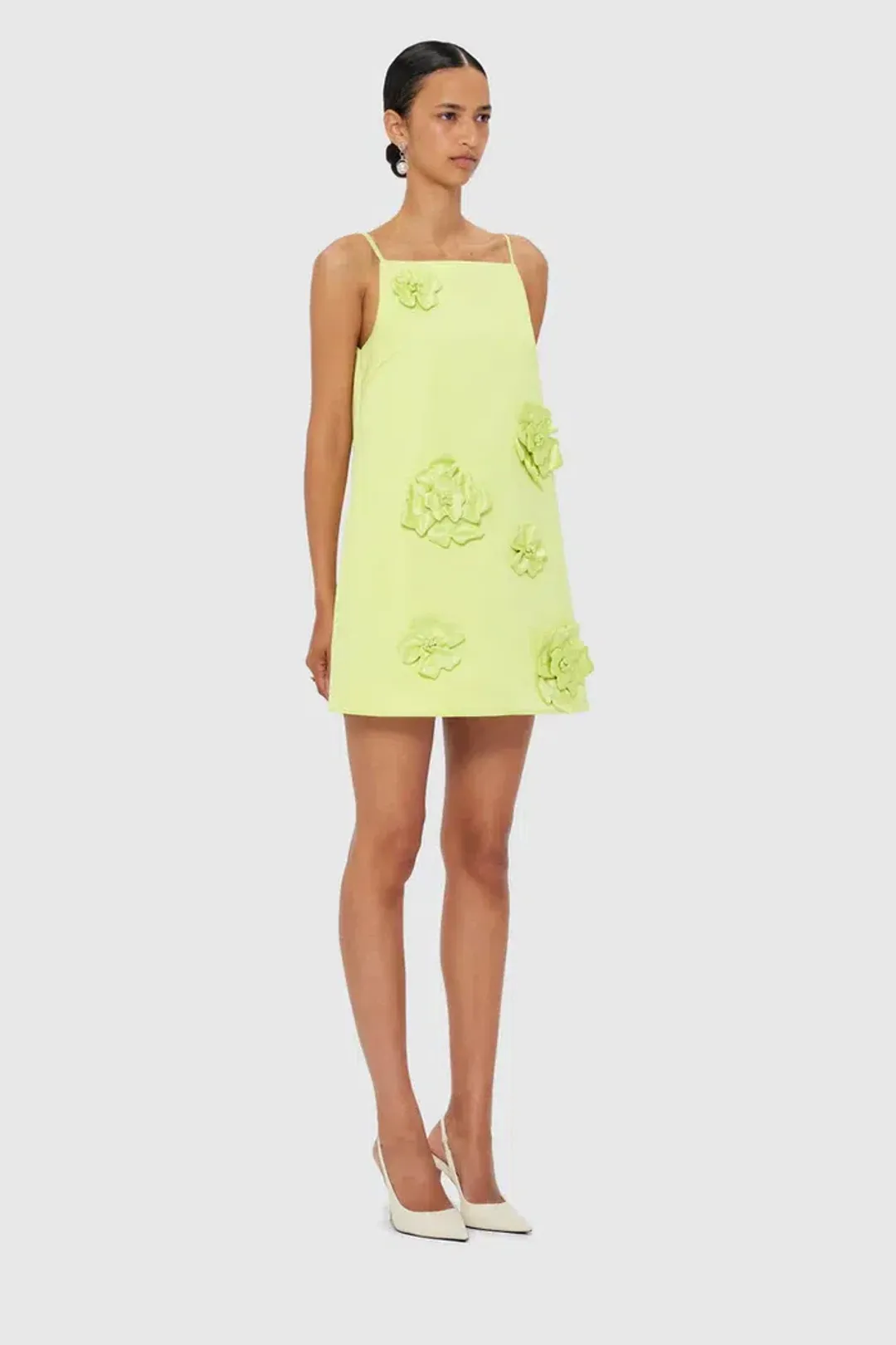 Leo Lin Leia Petal Mini Dress - Chartreuse - AU 16 (US 12) for rent on The Volte - main image