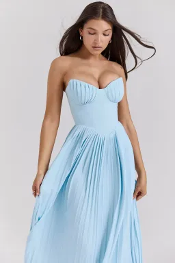 House of CB Marcella Ocean Blue Pleated Maxi Dress for rent on The Volte - image 1