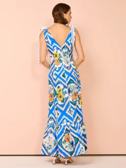 By Nicola Adoncia Tie Shoulder Maxi Dress Azure Floral Size 14 for rent on The Volte - image 4