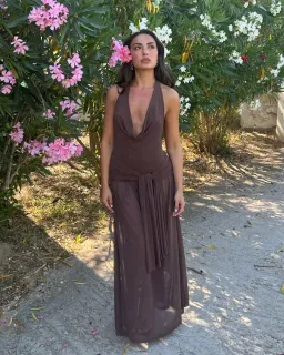 Lulu Souza Yōsei Dress In Brown for rent on The Volte - image 1