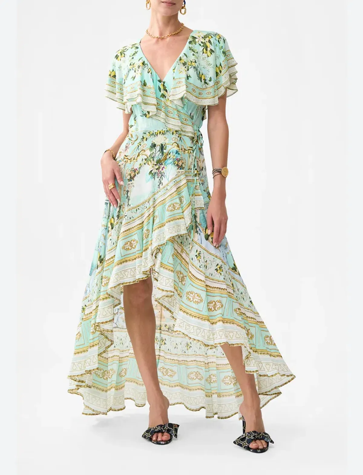 Camilla Frill Sleeve Long Dress Venus On A Vespa Size S (10) - Image 1