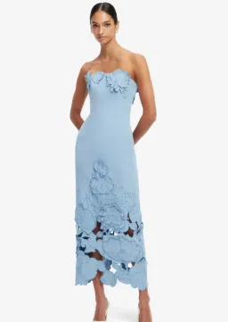 Leo Lin Rayna Appliqué Bustier Maxi Dress Light Blue - Size 12 for rent on The Volte - image 1