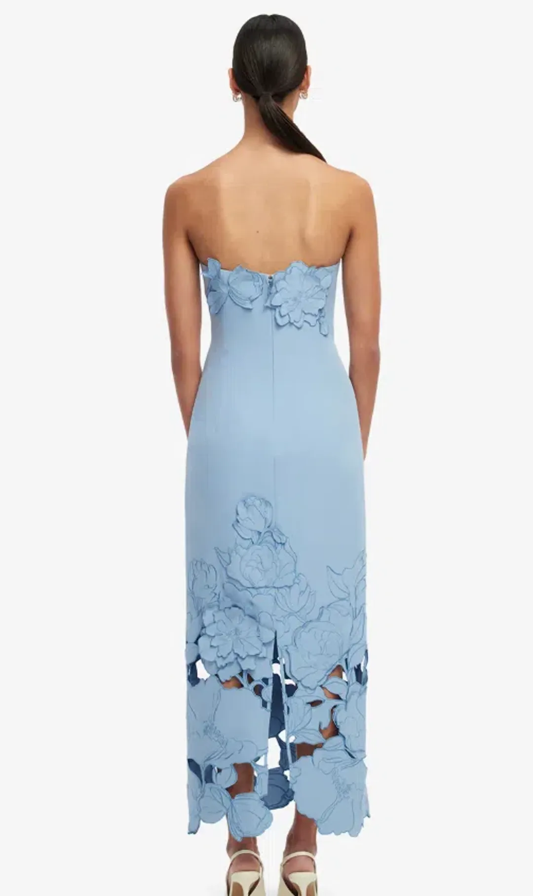 Leo Lin Rayna Appliqué Bustier Maxi Dress Light Blue - Size 12 for rent on The Volte - main image