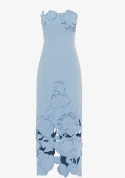 Leo Lin Rayna Appliqué Bustier Maxi Dress Light Blue - Size 12 for rent on The Volte - image 4