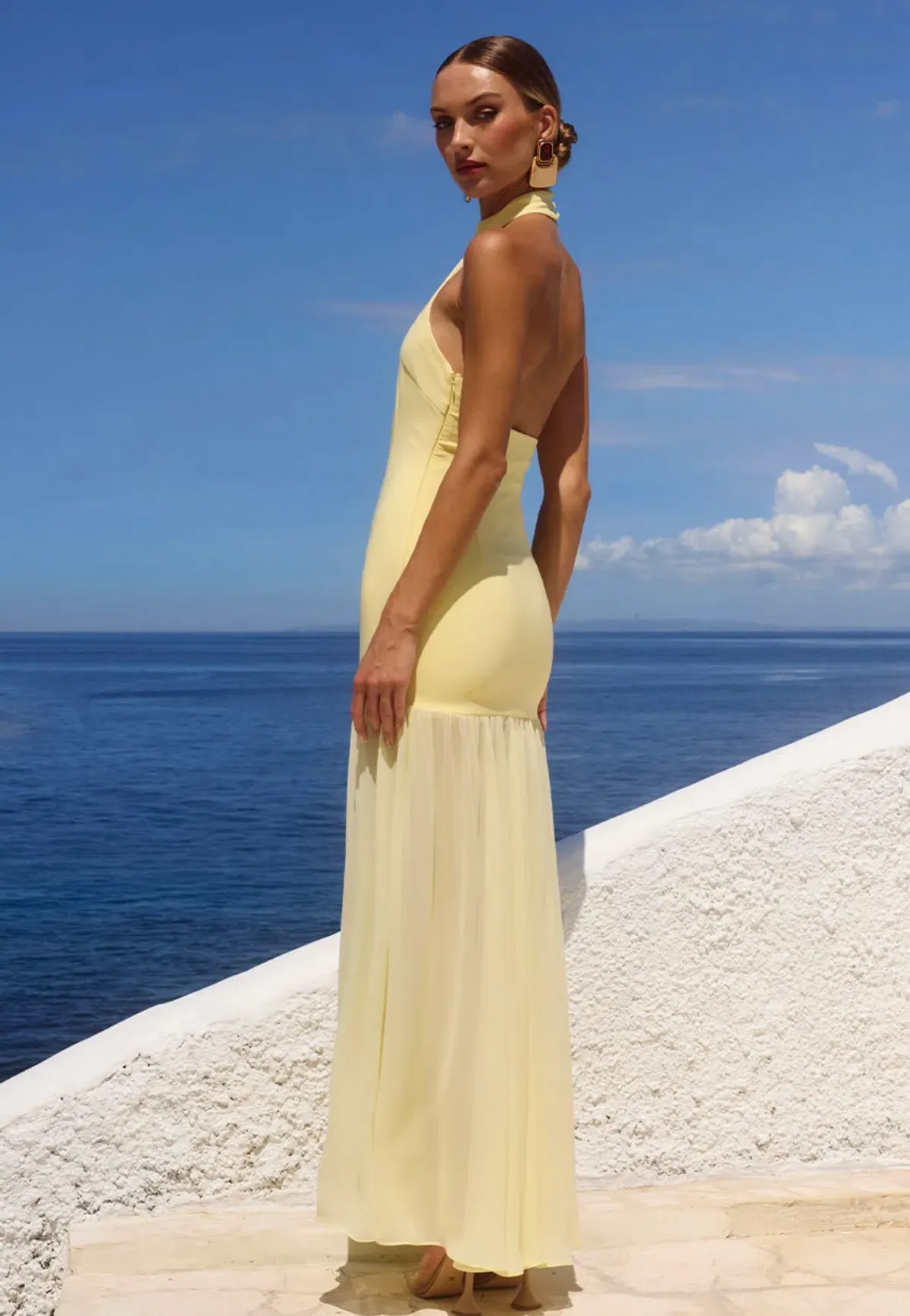 YAZMIN HALTER MAXI DRESS - BUTTER - Image 2