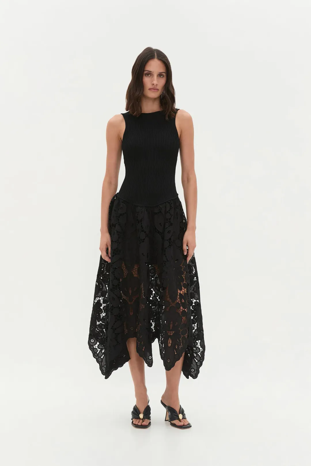 Aje Atlas Knit Midi Dress Black Size XS for rent on The Volte - main image