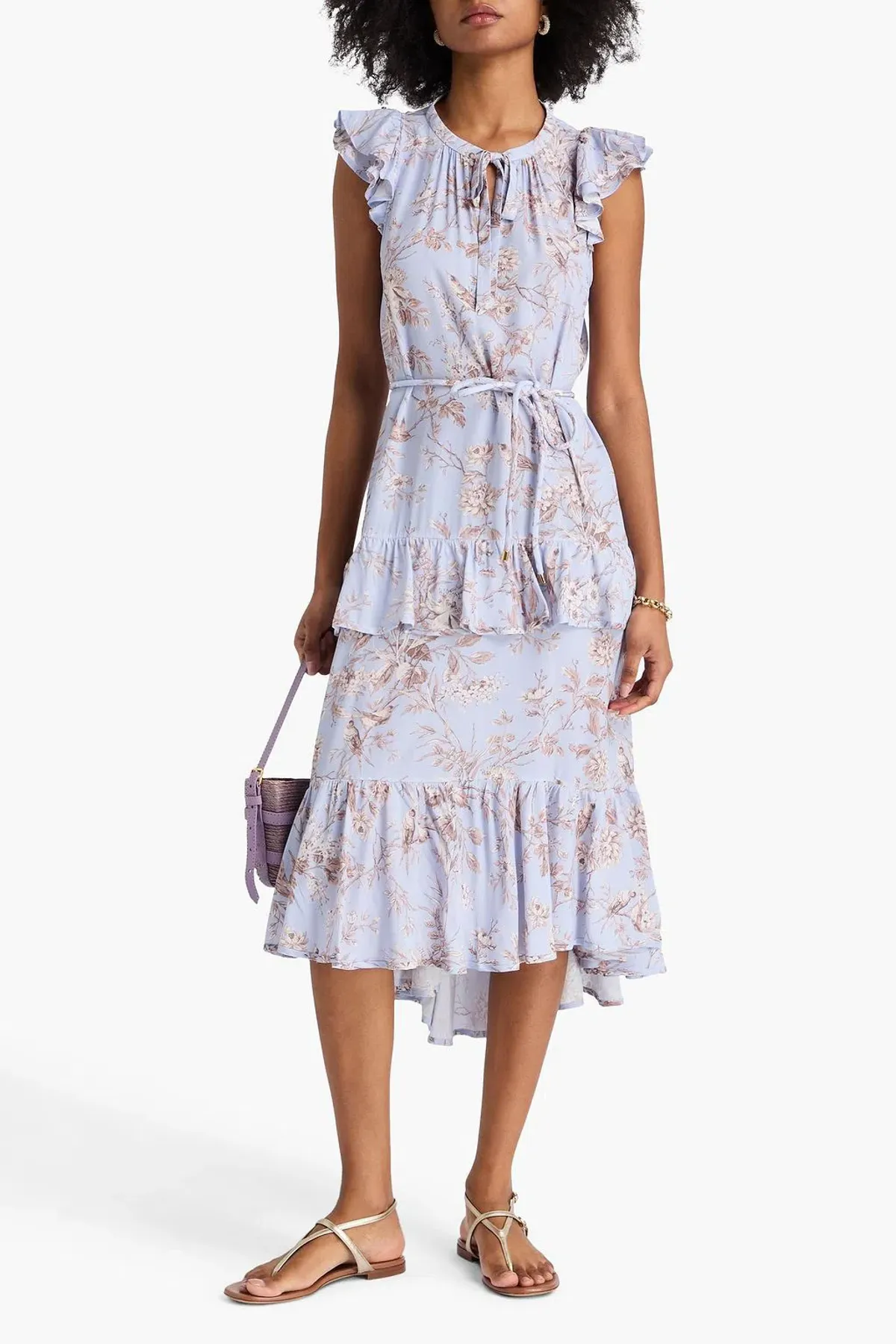 Zimmermann RUFFLED FLORAL PRINT CREPE MIDI size 0 / 8 for rent on The Volte - main image