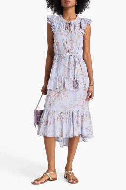 Zimmermann RUFFLED FLORAL PRINT CREPE MIDI size 0 / 8 for rent on The Volte - image 1